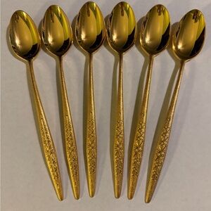 Unbranded Vintage Gold Electroplated Ice Tea Spoons - 6